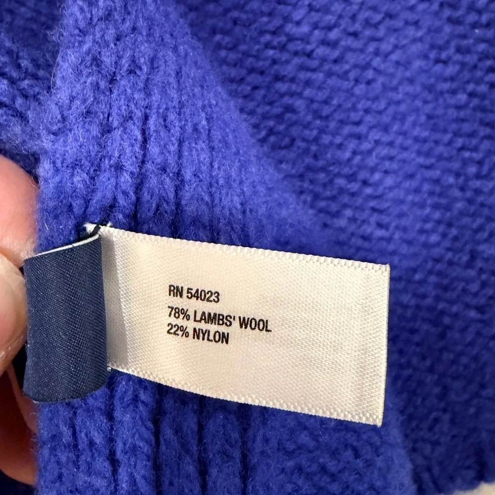 Gap Blue Black Striped Lambswool Knit Scarf